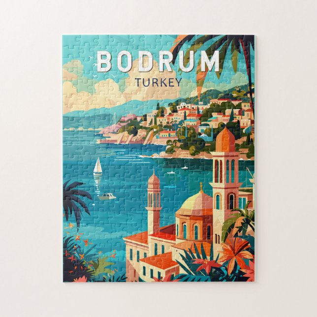 Bodrum Turkey Travel Art Vintage Jigsaw Puzzle (Vertical)