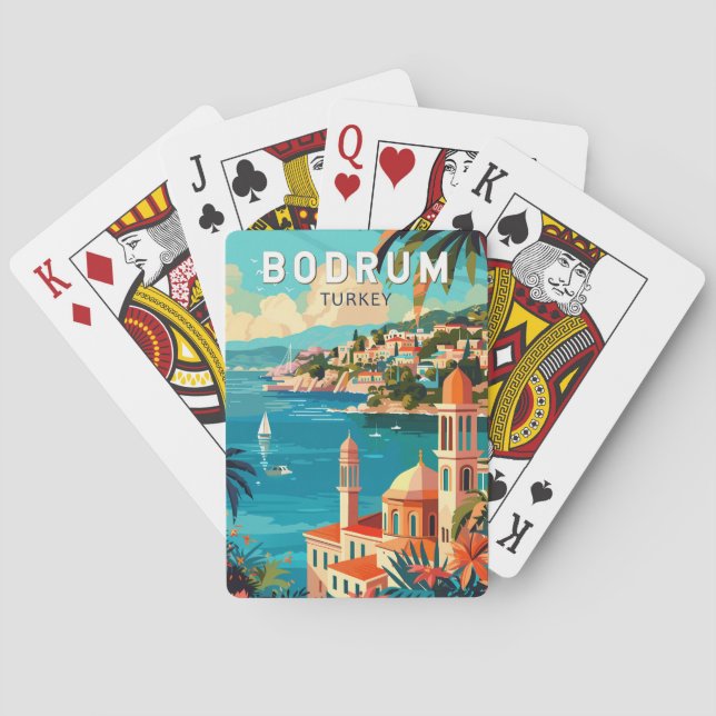 Bodrum Turkey Travel Art Vintage Playing Cards (Back)