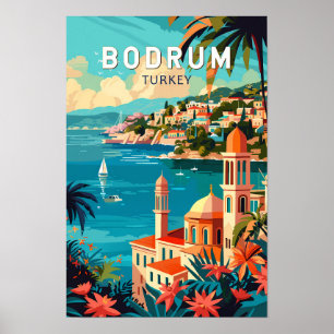 Bodrum Turkey Travel Art Vintage Poster