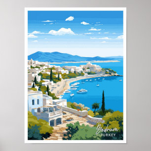 Bodrum Turkey Travel Vintage illustration Poster