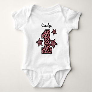 Body 1er anniversaire PINK Leopard grand nombre d'étoil