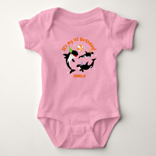 Body 1er anniversaire sous la mer orca baleine fille