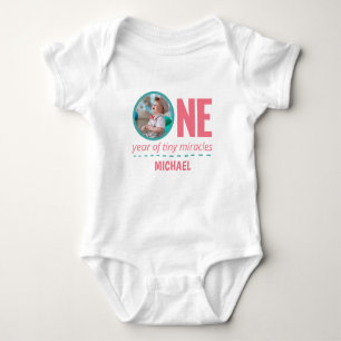 BODY 1ER ANNIVERSAIRE VÊTEMENTS DE BÉBÉ PHOTO ET TEXTE 