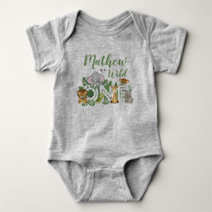 Body 1er anniversaire Wild One Jungle Safari Animaux