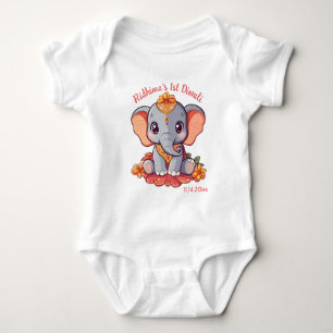Body 1er Diwali avec un éléphant mignon