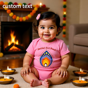 Body 1er Diwali de bébé avec style de nom personnalisé2