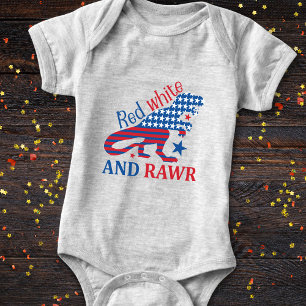 Body 4 juillet Dinosaur blanc rouge et brin