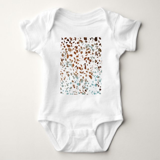 Body Abstrait Terrazzo Mosaic rouille Brown & Motif ble (Devant)