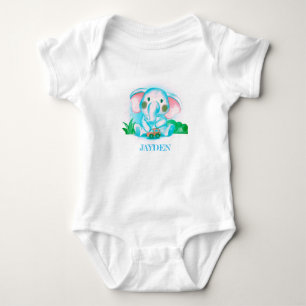 Body adorable adorable éléphant bleu aquarelle