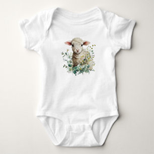 Body Adorable agneau de bébé avec fleurs