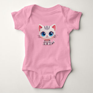 Body Adorable Chatoune Blanche de Dessin Animé pour Nou