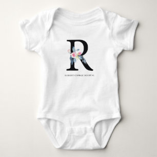 BODY ALPHABÈTES FLORAUX BLEUS DOUX NOM LETTRE R