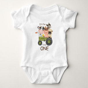 Body Anniversaire Animaux de ferme sur tracteur, Amusan