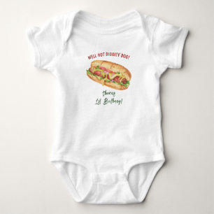 Body Anniversaire Enfants Hot Dog Aquarelle