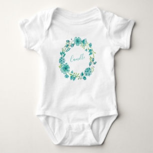 Body Aqua Sea Green Floral Wreath Personnalisé