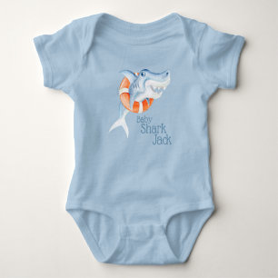 Body Aquarelle blanche mignonne bébé requin sauveteur d