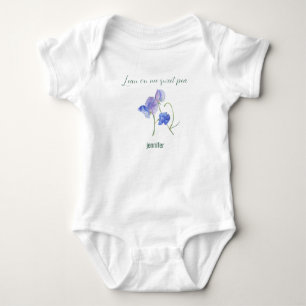 Body Aquarelle botanique de fleurs de pois doux bleu