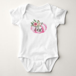 Body Aquarelle Citrouille Or rose Floral 1er anniversai