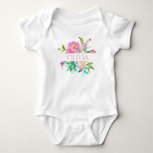 Body Aquarelle Cute personnalisée Rose florale