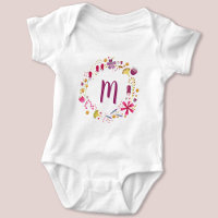 Aquarelle fleur sauvage Monogramme de couronne ini