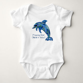 Body Aquarelle joueuse de dauphins qui se retourne sur 