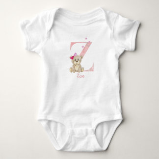Body Aquarelle lettre Z avec ours en peluche pour bébé 