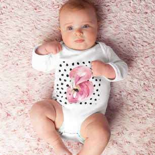 Body Aquarelle rose exotique moderne Flamant rose & poi