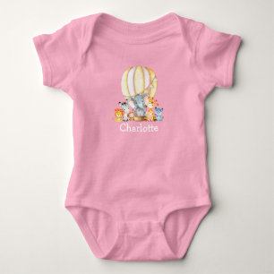 Body Aquarelle Safari Animaux Air Balloon rose