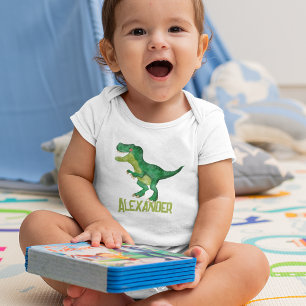 Body Aquarelle T-rex Dinosaure avec nom enfant personna