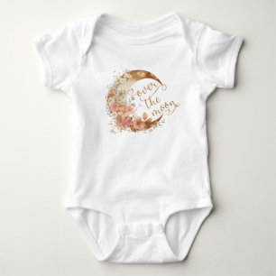 Body Au-dessus de la lune baby shower fleurie or bébé