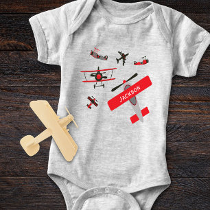 Body Avion militaire rétro rouge et noir 2ÈME GUERRE MO