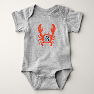 Body Baby Boys Aquarelle Crabe Monogramme Cercle