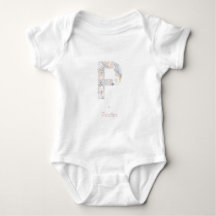 Baby Girl Floral Monogramme Lettre P Nom Initiales