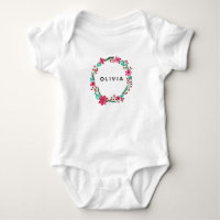 Baby Girls First Christmas Flower Wreath and Name