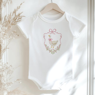 Body Baby shower fille Crête d'oie à ruban rose