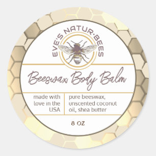 Body Balm Made With Love Honeycomb Bee Lip Balm Classic Round Sticker