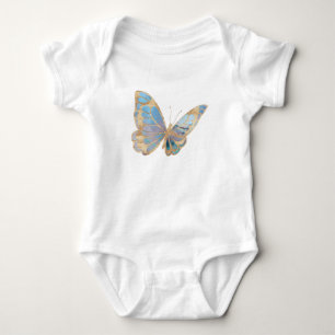 Body Beau papillon bleu, violet et argenté