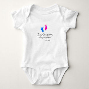 Body Bébé à venir bientôt baby shower bleu rose pieds d