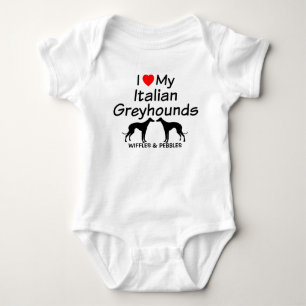 Body Bébé aime deux chiens italiens Greyhound
