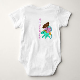 Body Bébé animaux farcis, lapin rose et rubans