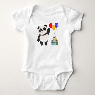 Body Bébé anniversaire Panda mignon tissu avec Ballons 