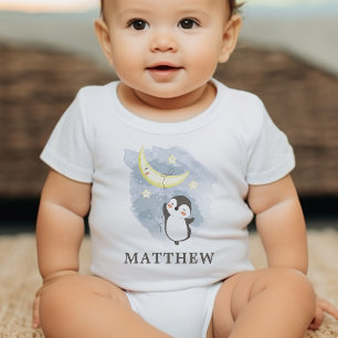 Body bébé aquarelle lune manchot