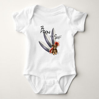 Body bébé blanc "Born to surf", nounours et fleurs