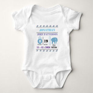 Body Bébé bleu mignon Eléphant Faire-part de naissance