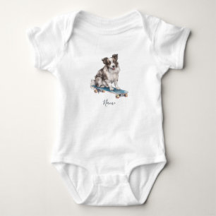 Body bébé Border Collie aquarelle