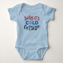 Bébé C'est froid dehors Bleu Bébé Bodysuit