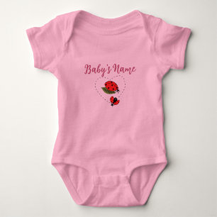 Body Bébé coccinelle rose personnalisé/nom personnalisé