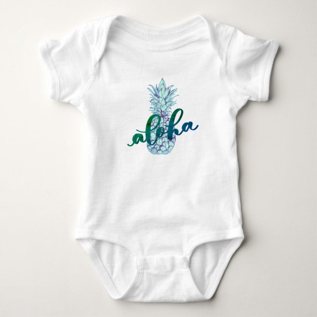 Body Bébé d'ananas de bleu Aloha (Devant)
