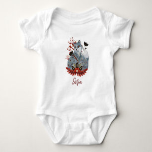 Body Bébé douche affiche rouge et bleu avec des animaux
