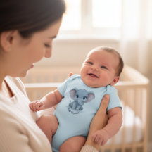 Body bébé éléphant mignon personnalisé au nom